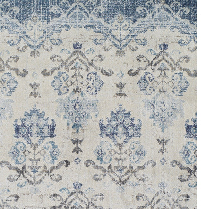 3' X 5' Blue and Ivory Oriental Area Rug