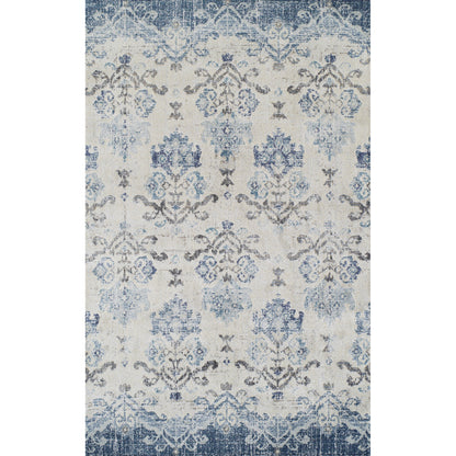 3' X 5' Blue and Ivory Oriental Area Rug