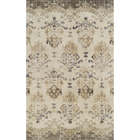 5' X 8' Beige and Brown Oriental Area Rug