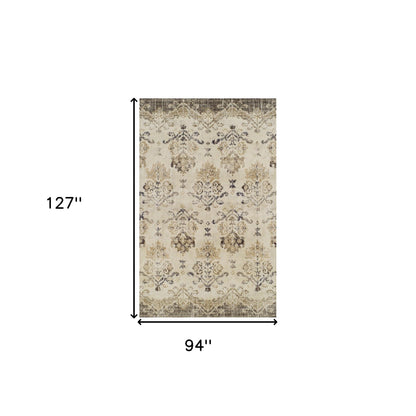 8' X 11' Beige and Brown Oriental Area Rug