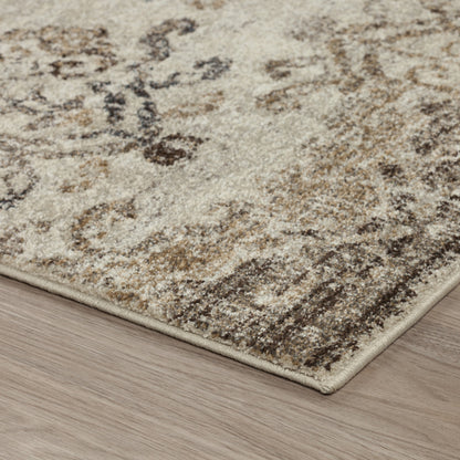 8' X 11' Beige and Brown Oriental Area Rug