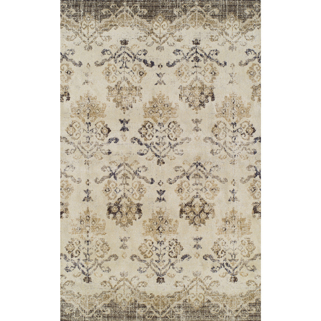 8' X 11' Beige and Brown Oriental Area Rug