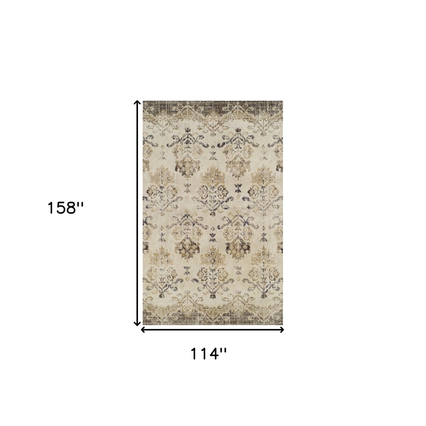 10' X 13' Beige and Brown Oriental Area Rug