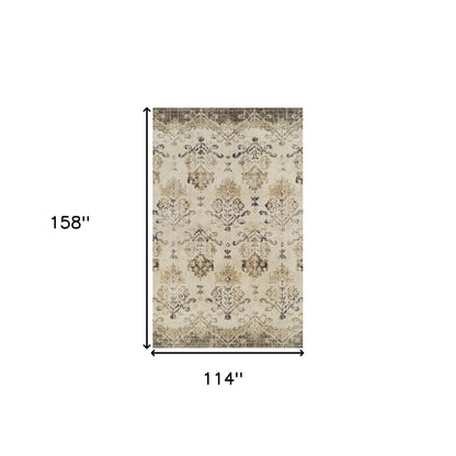 10' X 13' Beige and Brown Oriental Area Rug