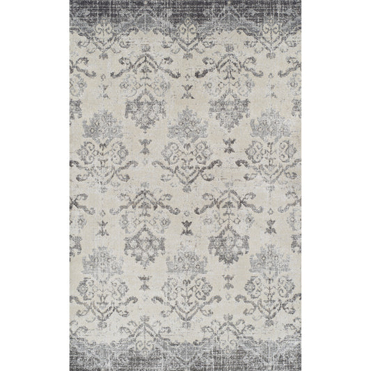 3' X 5' Gray and Ivory Oriental Area Rug