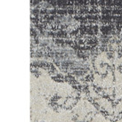 5' X 8' Gray and Ivory Oriental Area Rug