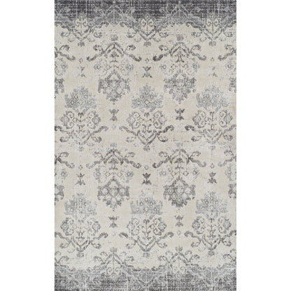 5' X 8' Gray and Ivory Oriental Area Rug