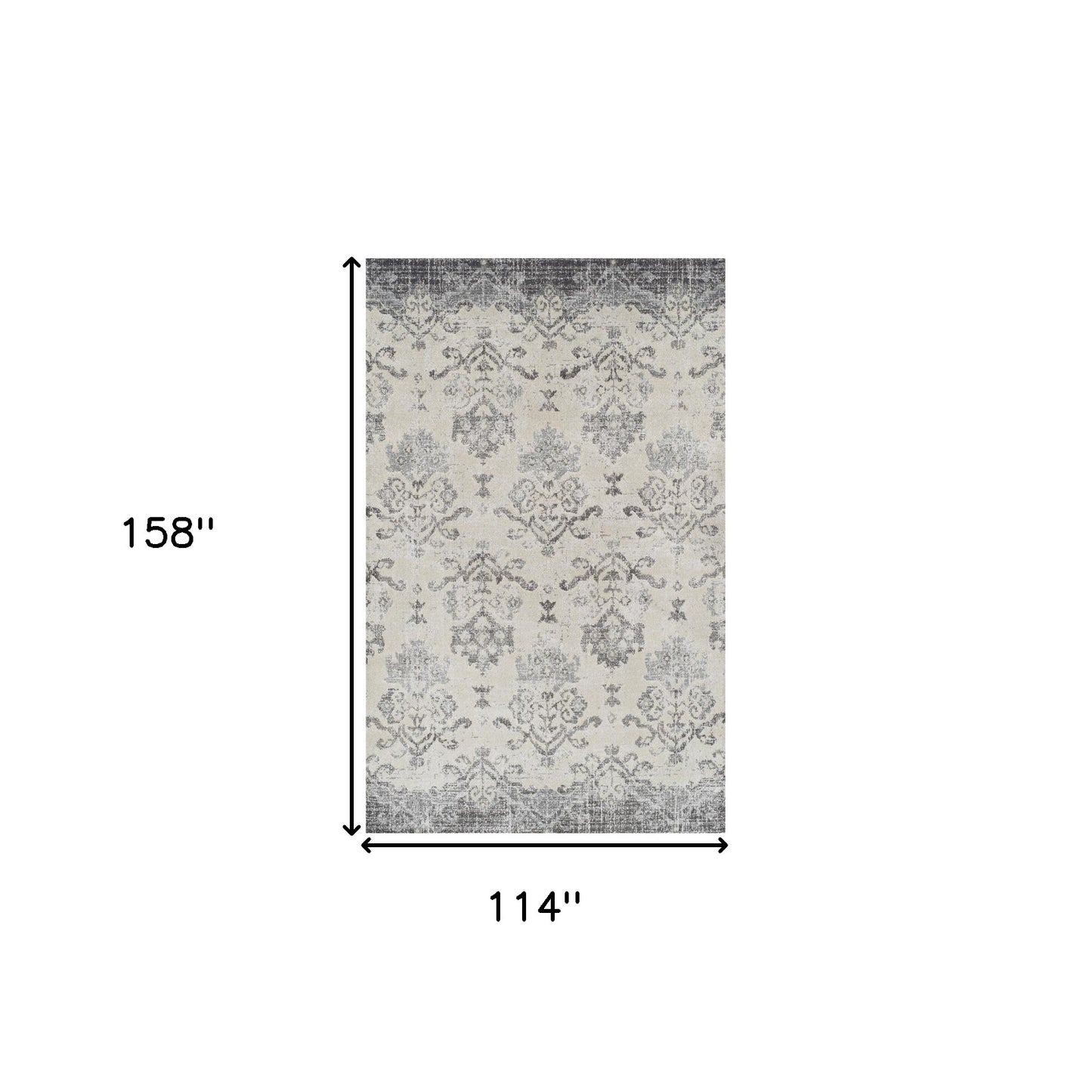 10' X 13' Gray and Ivory Oriental Area Rug