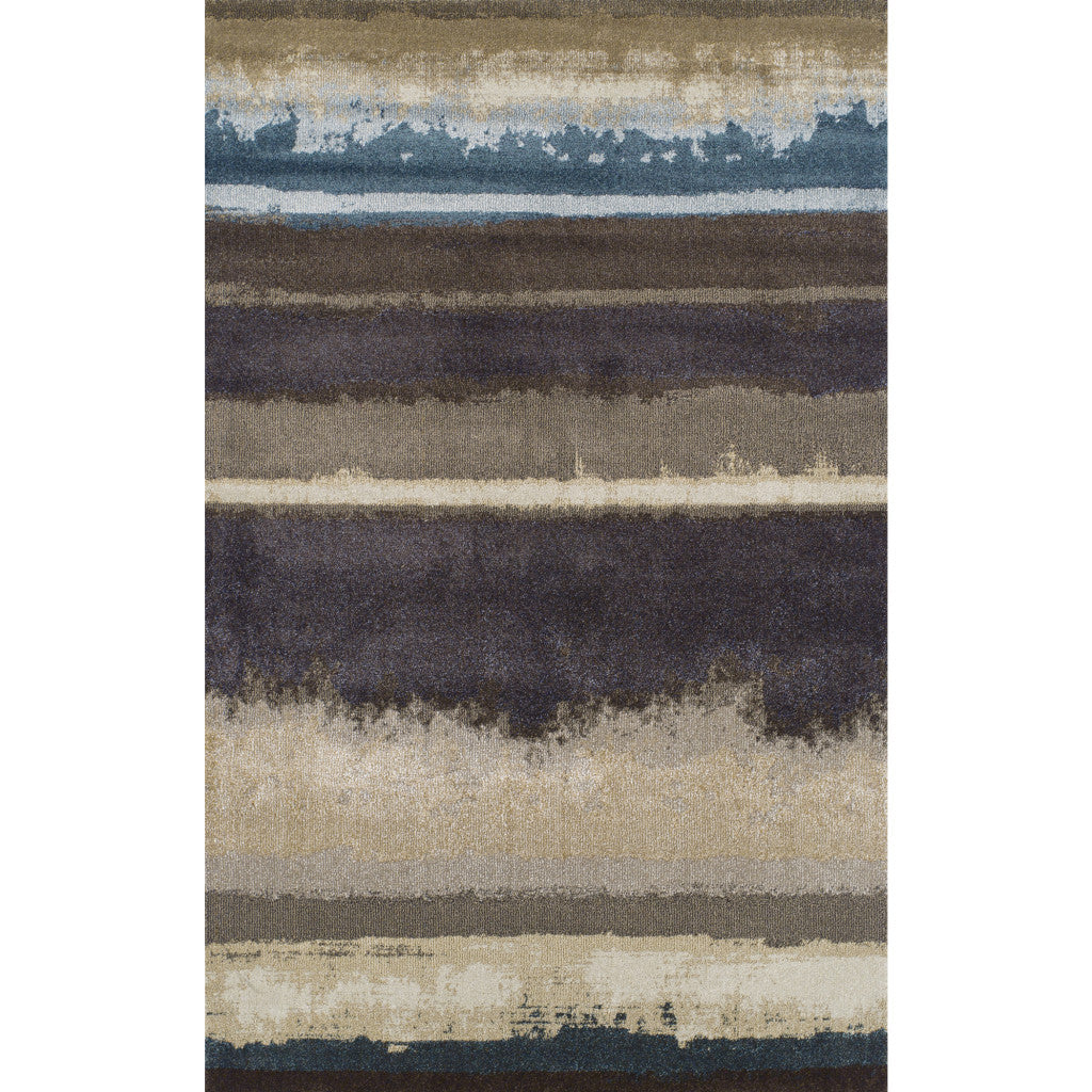 5' X 8' Beige and Brown Abstract Area Rug