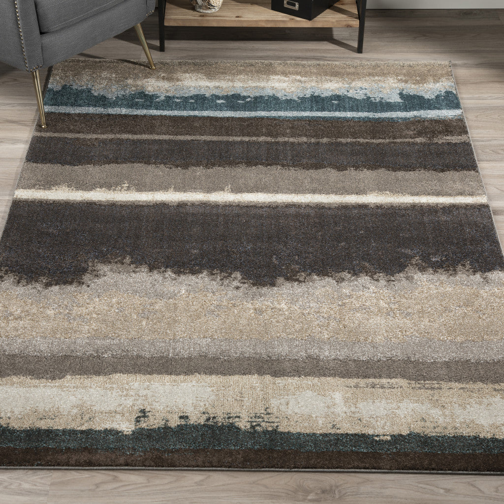 5' X 8' Beige and Brown Abstract Area Rug