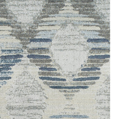 5' X 8' Blue and Ivory Geometric Area Rug