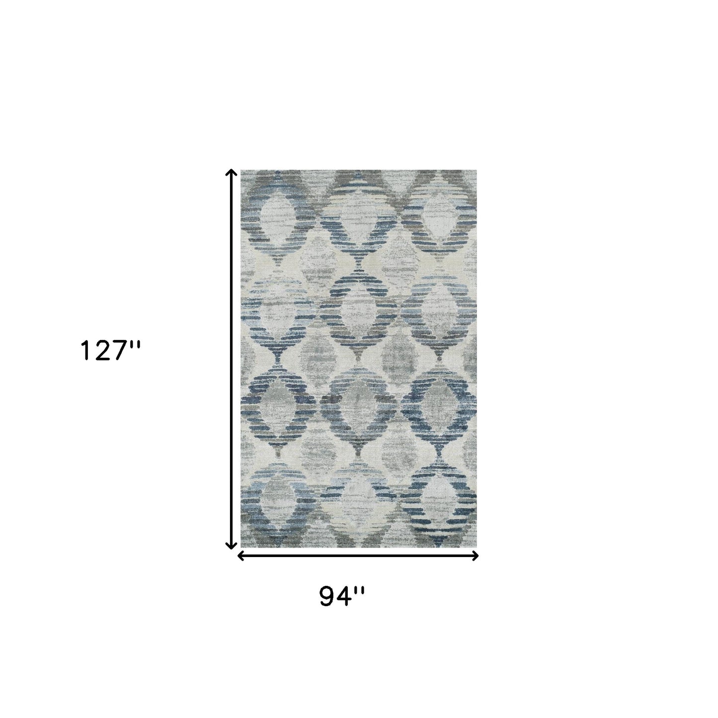 8' X 11' Blue and Ivory Geometric Area Rug