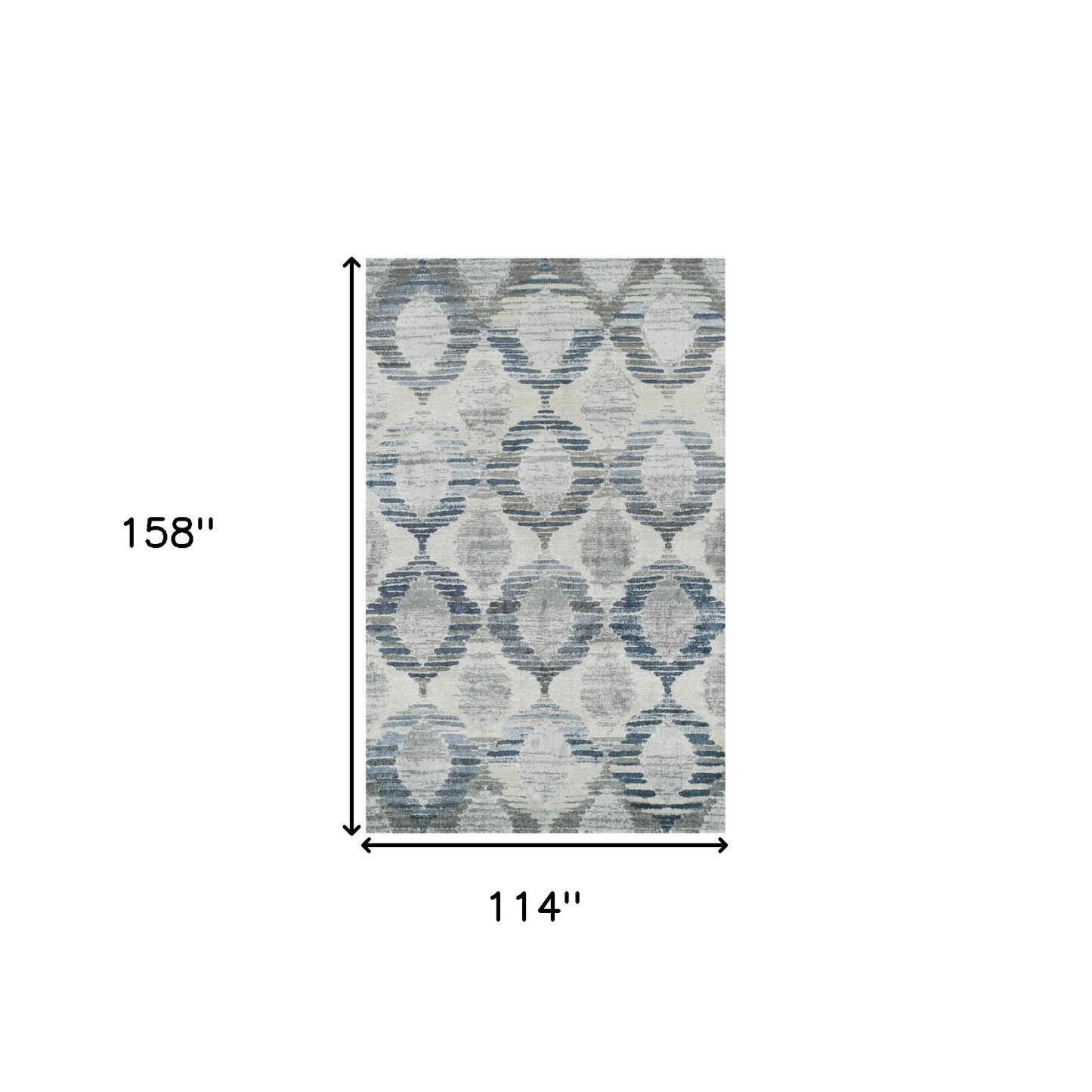 10' X 13' Blue and Ivory Geometric Area Rug