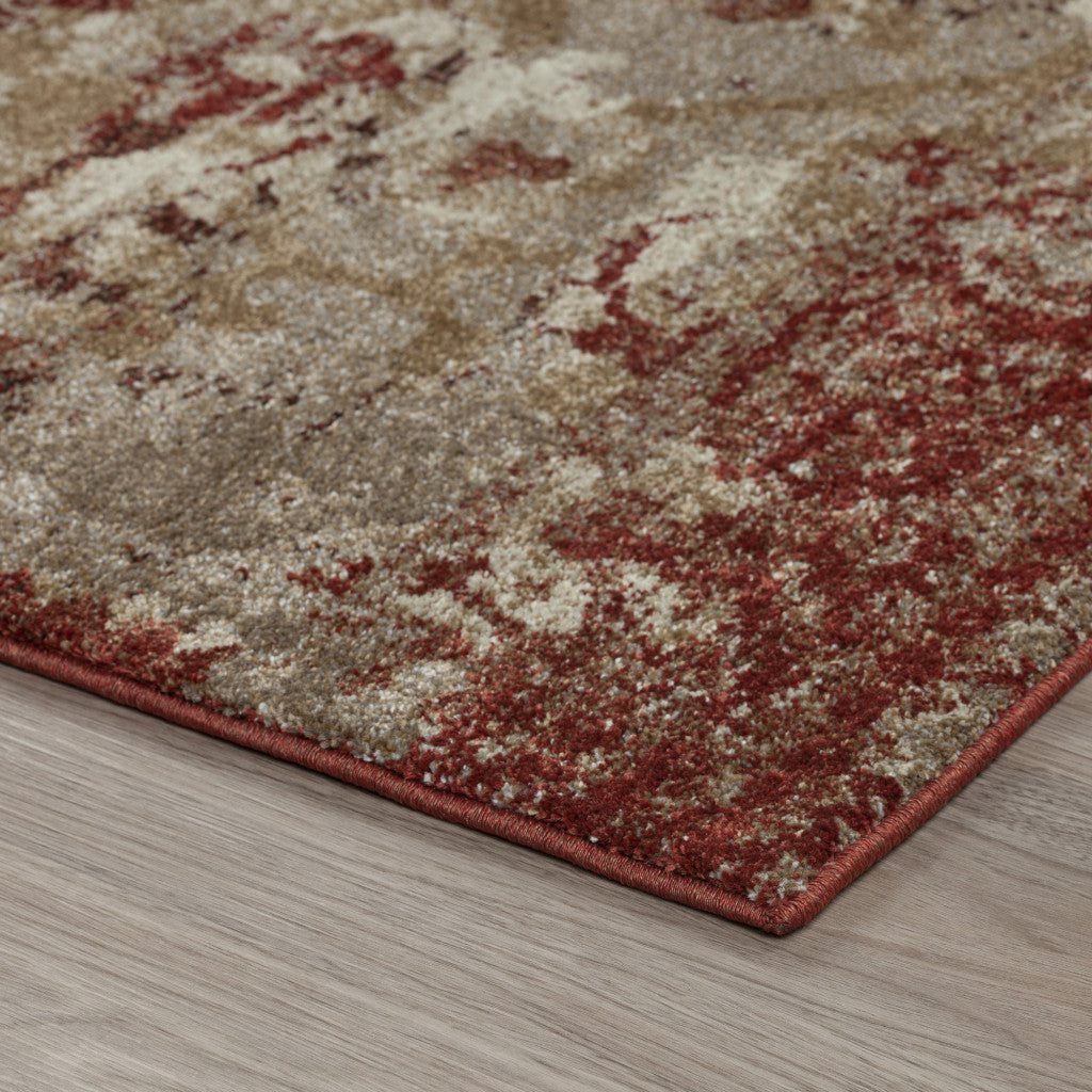 5' X 8' Red and Beige Oriental Area Rug