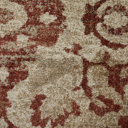 5' X 8' Red and Beige Oriental Area Rug