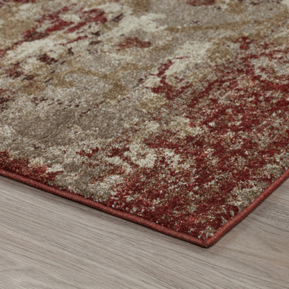 8' X 11' Red and Beige Oriental Area Rug