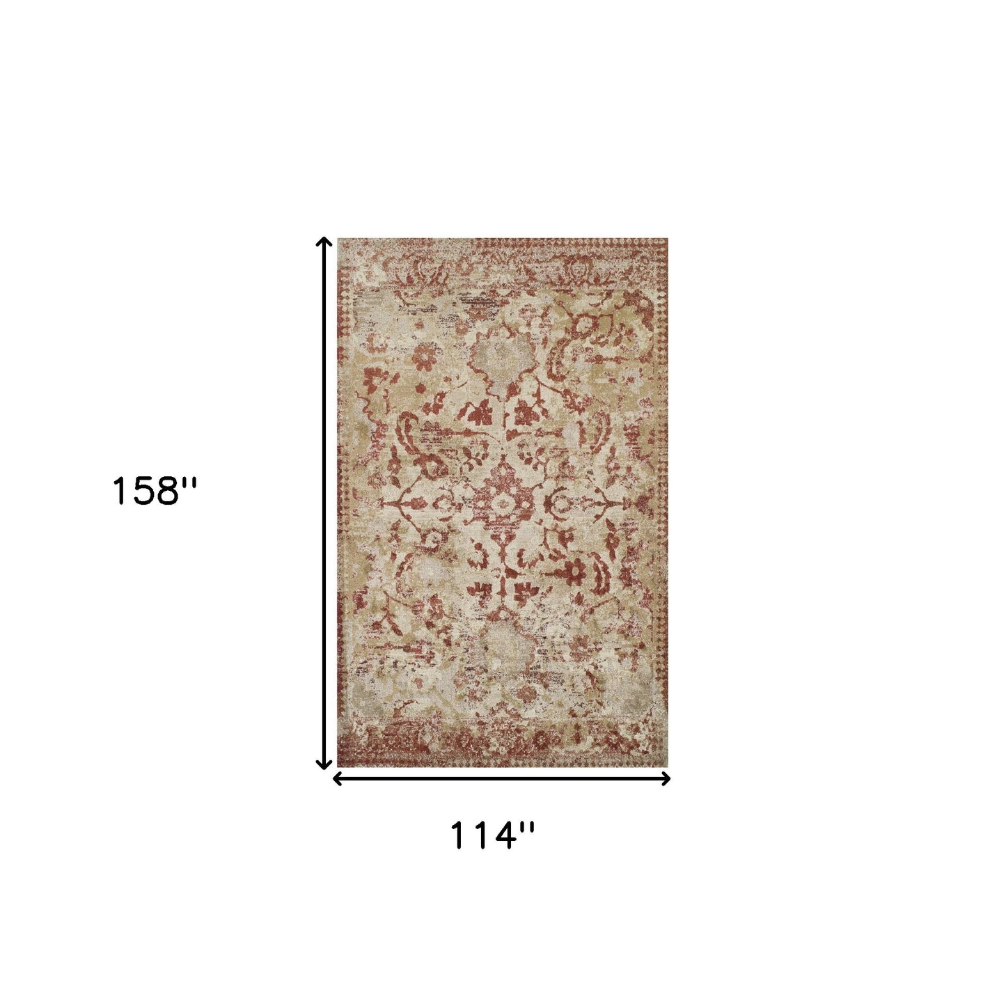 10' X 13' Red and Beige Oriental Area Rug