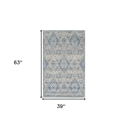 3' X 5' Blue Oriental Area Rug