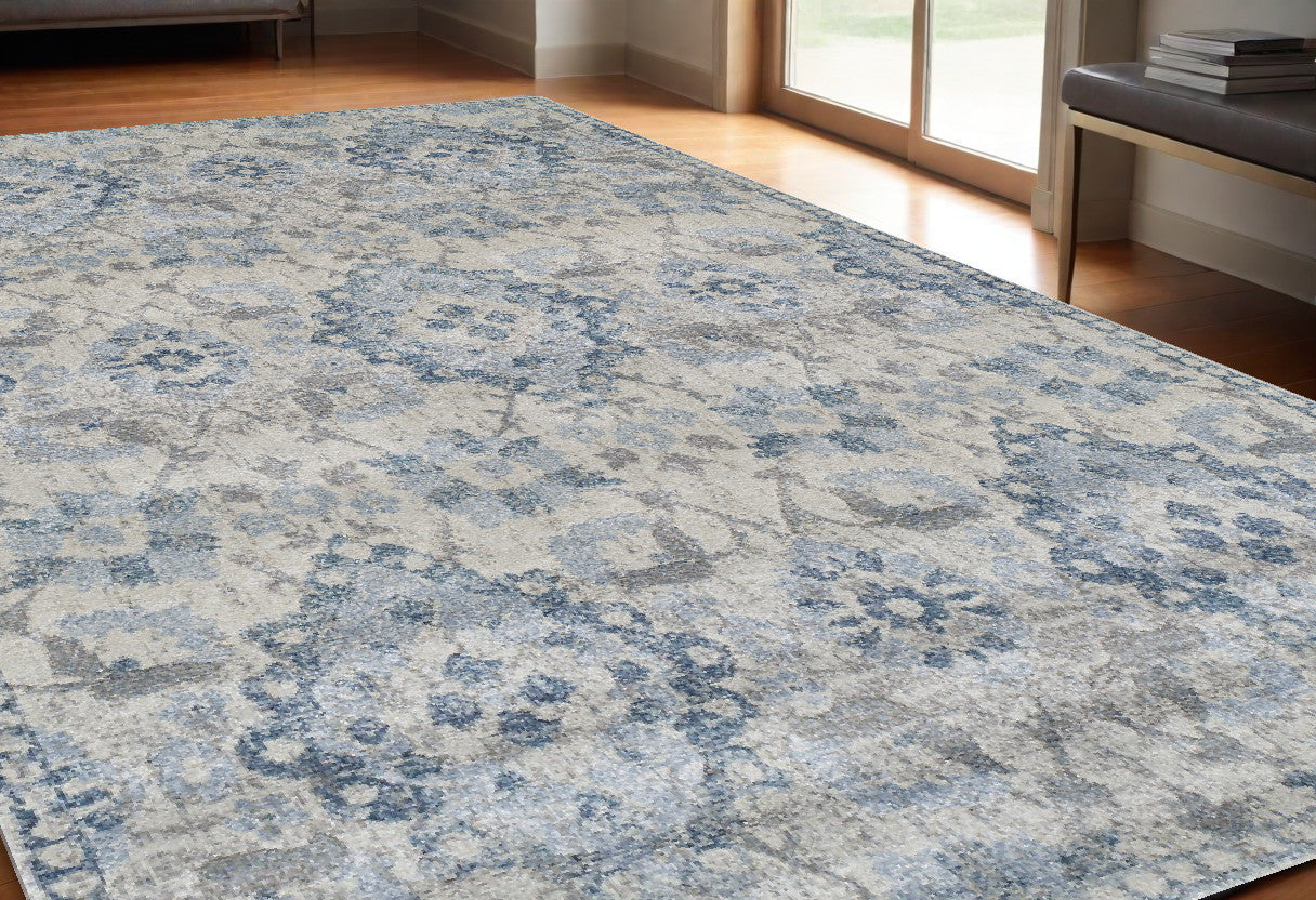 5' X 8' Blue Oriental Area Rug