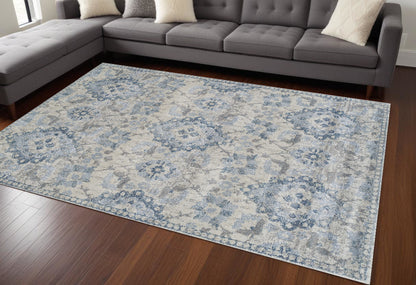 8' X 11' Blue Oriental Area Rug