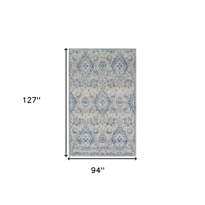 8' X 11' Blue Oriental Area Rug