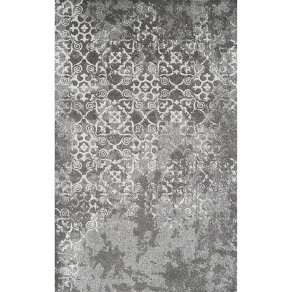 5' X 8' Gray and Ivory Oriental Distressed Area Rug