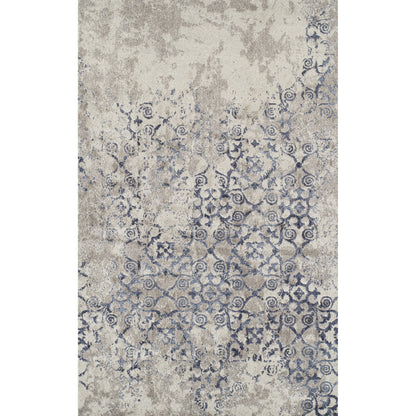 3' X 5' Blue and Ivory Oriental Distressed Area Rug