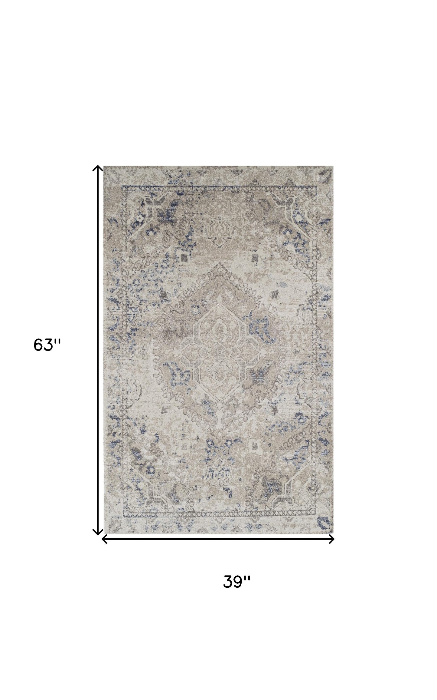 3' X 5' Ivory Oriental Distressed Area Rug