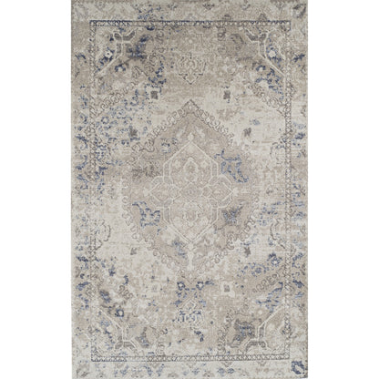 8' X 11' Ivory Oriental Distressed Area Rug