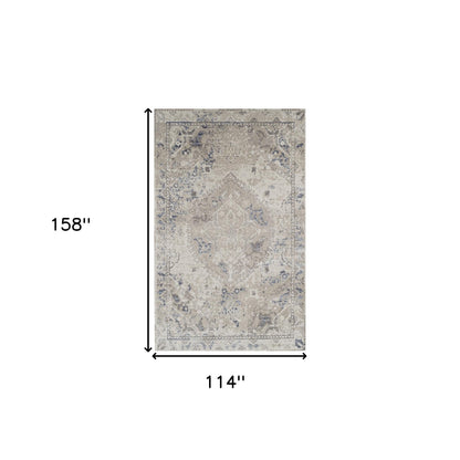 10' X 13' Ivory Oriental Distressed Area Rug