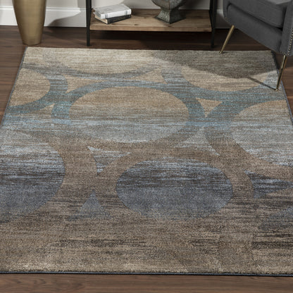 5' X 8' Brown and Beige Abstract Area Rug