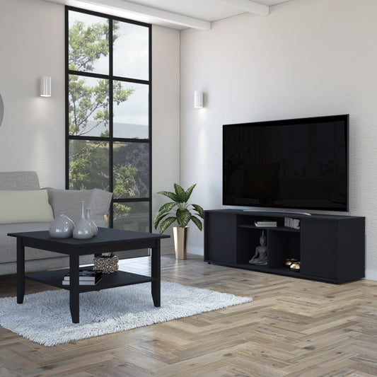 59" Black Open shelving TV Stand and Coffee Table