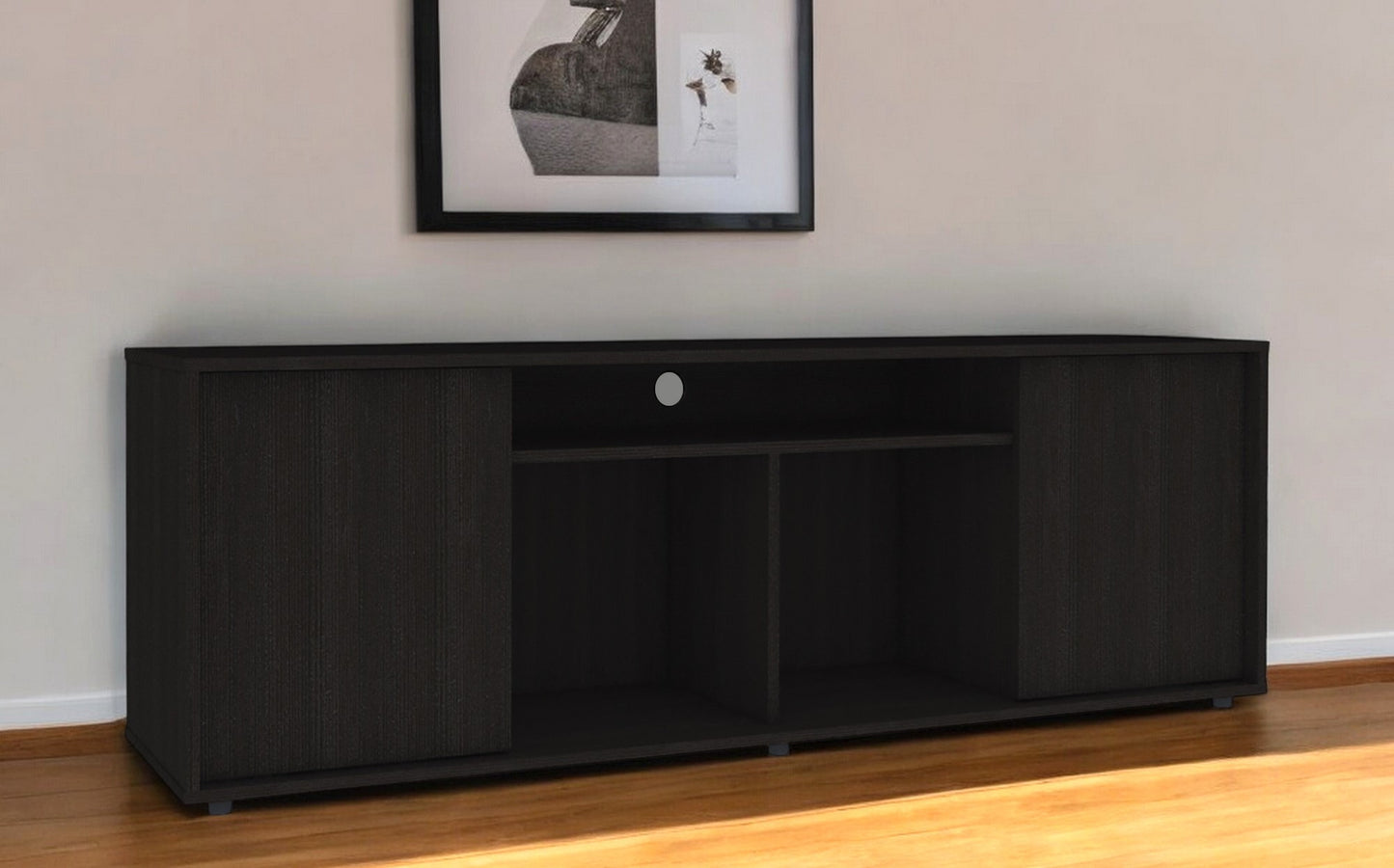 59" Black Open shelving TV Stand and Coffee Table