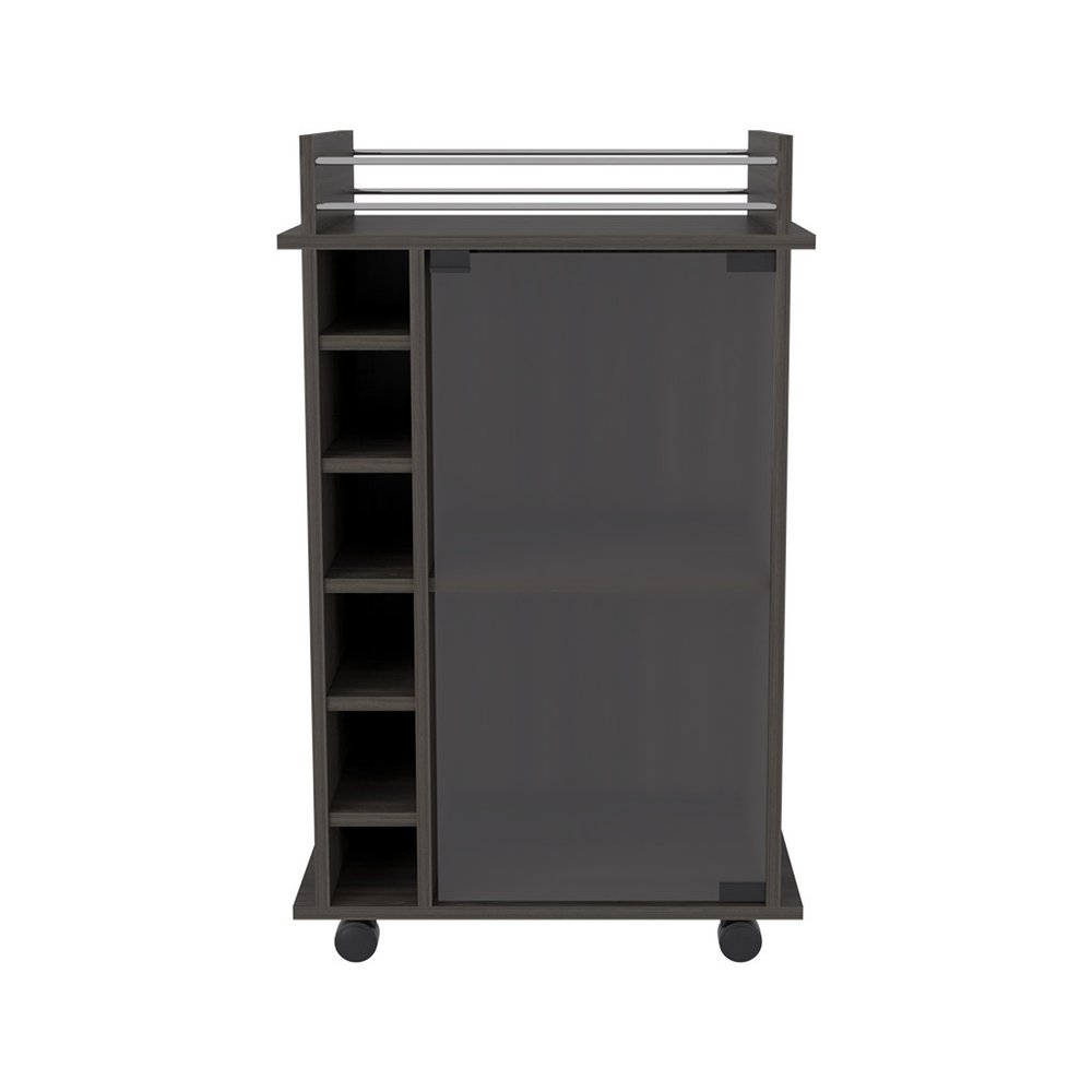22" Brown and Black Open shelving Bar Cart and Coffee Table