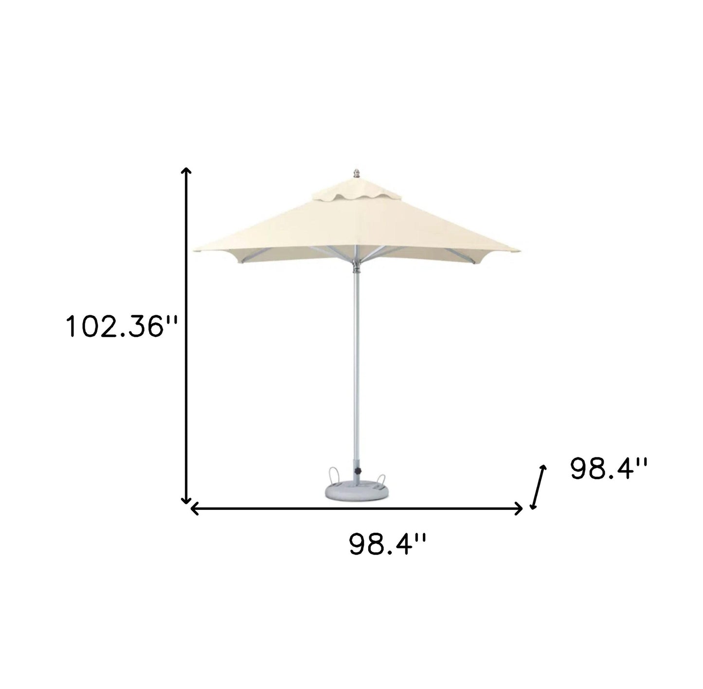 8' Ecru Polyester Square Market Patio Umbrella