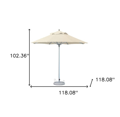 10' Ecru Polyester Round Tilt Cantilever Patio Umbrella with Stand