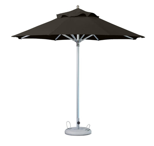 102" Black Polyester Round Market Patio Umbrella with Stand