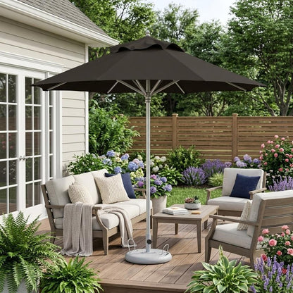 10' Black Polyester Round Market Patio Umbrella