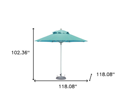 10' Aqua Polyester Round Tilt Cantilever Patio Umbrella with Stand