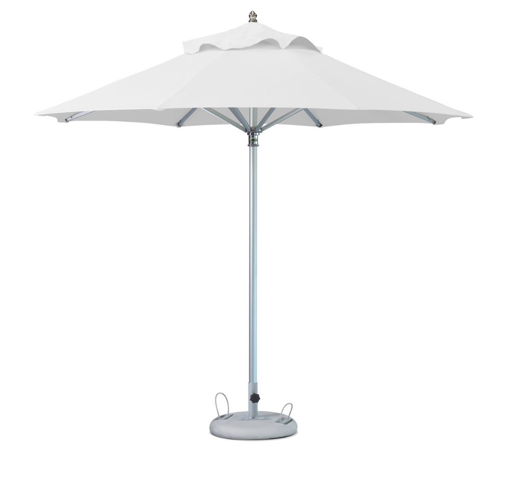 13" White Polyester Round Tilt Cantilever Patio Umbrella with Stand