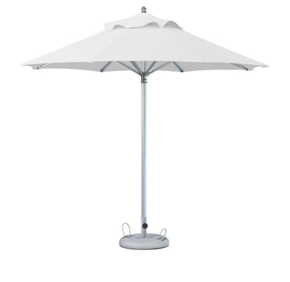 13" White Polyester Round Tilt Cantilever Patio Umbrella with Stand