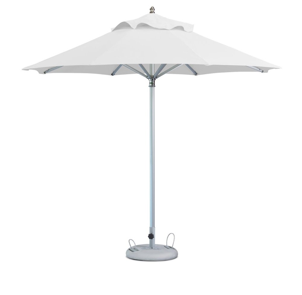13" White Polyester Round Tilt Cantilever Patio Umbrella with Stand