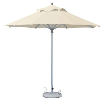13' Ecru Polyester Round Tilt Cantilever Patio Umbrella with Stand