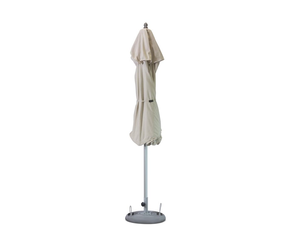 13' Ecru Polyester Round Tilt Cantilever Patio Umbrella with Stand