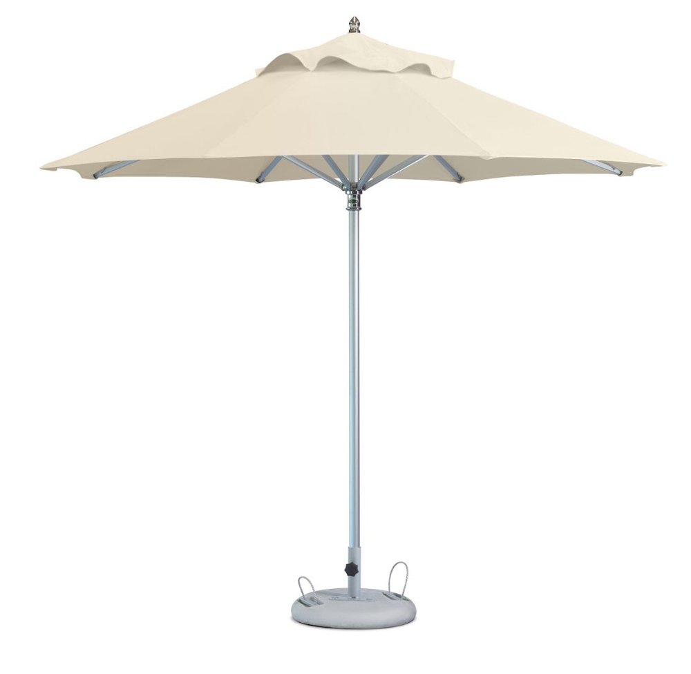 13' Ecru Polyester Round Tilt Cantilever Patio Umbrella with Stand