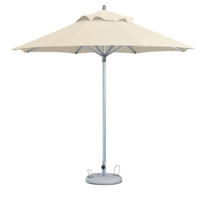 13' Ecru Polyester Round Tilt Cantilever Patio Umbrella with Stand