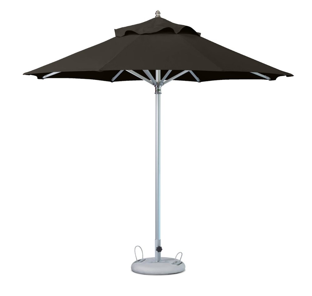 13' Black Polyester Round Tilt Cantilever Patio Umbrella with Stand