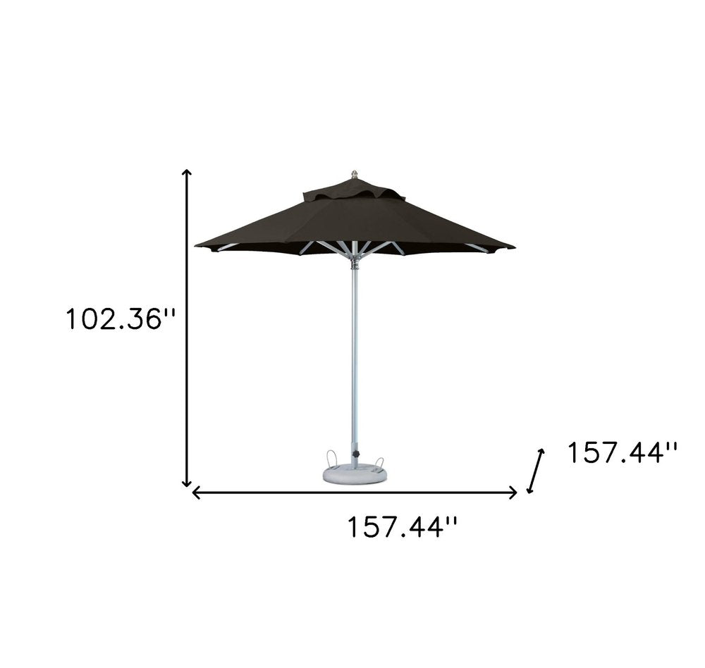 13' Black Polyester Round Tilt Cantilever Patio Umbrella with Stand
