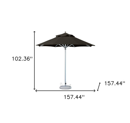 13' Black Polyester Round Tilt Cantilever Patio Umbrella with Stand
