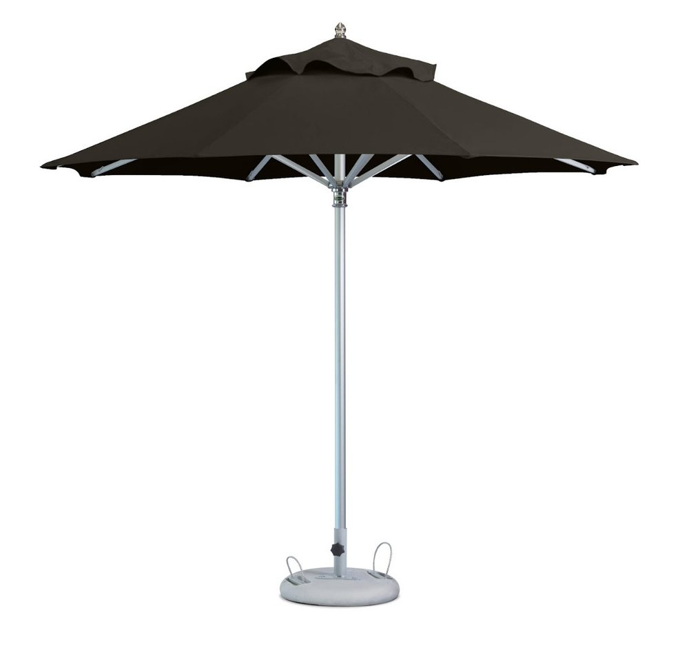 13' Black Polyester Round Tilt Cantilever Patio Umbrella with Stand
